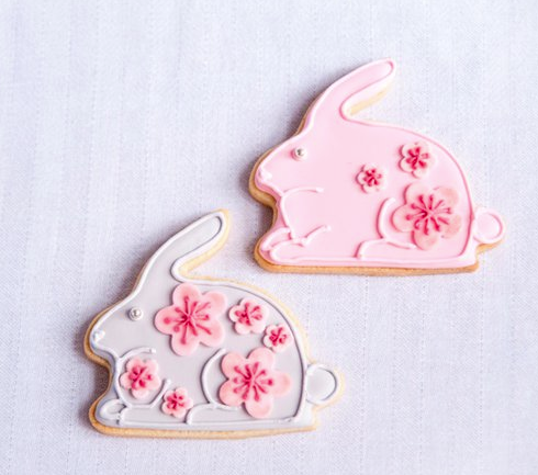 Cherry blossom bunnies in pink or grey Photo and Copy Urban Baking Co